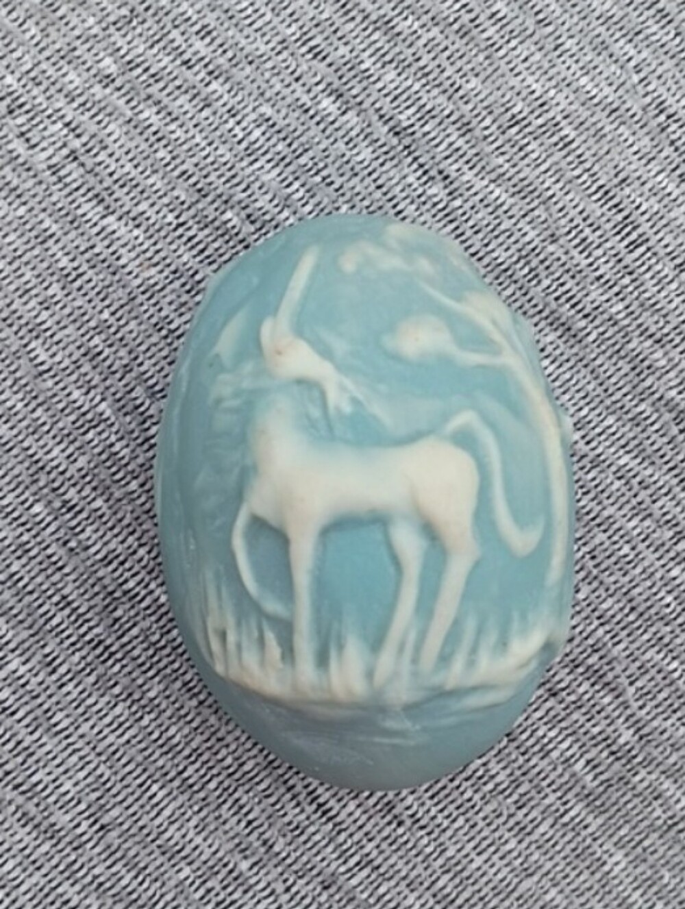 Unicorn Cameo Egg Shape Trinket Box Removal Lid Blue White - Picture 7 of 7